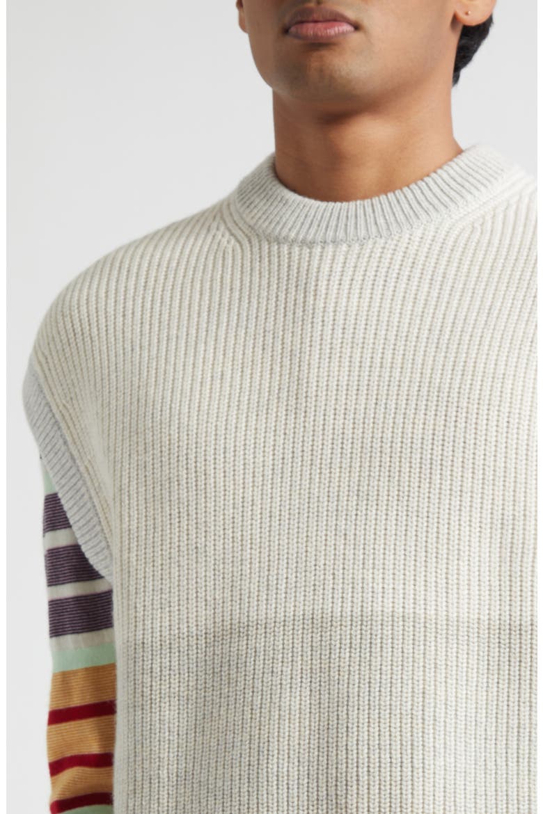 Oda Colorblock One of a Kind Crewneck Sweater Vest, Alternate, color, TONAL WHITE