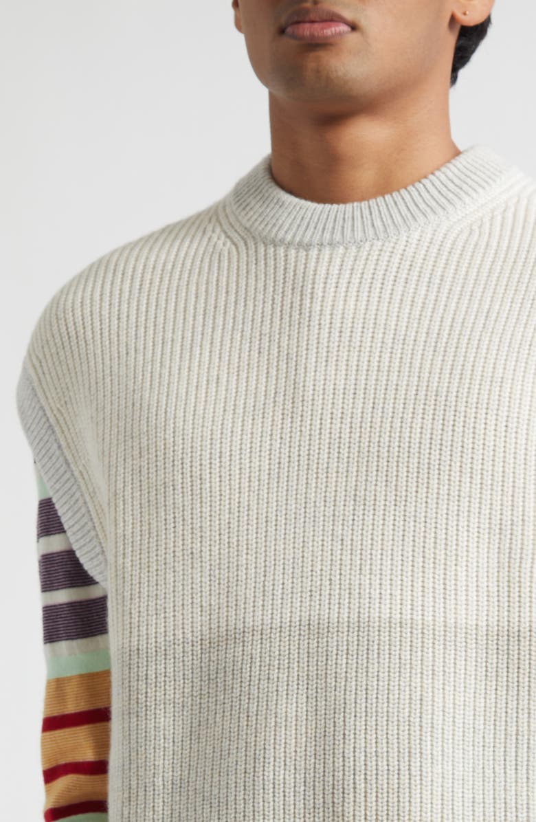 Waste Yarn Project Oda Colorblock One of a Kind Crewneck Sweater Vest, Alternate, color, Tonal White