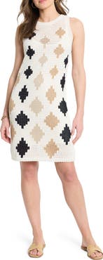 NIC+ZOE Diamond Pattern Crochet Look Sleeveless Cover-Up Dress