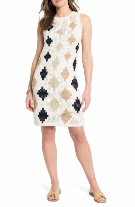 NIC+ZOE Diamond Pattern Crochet Look Sleeveless Cover-Up Dress