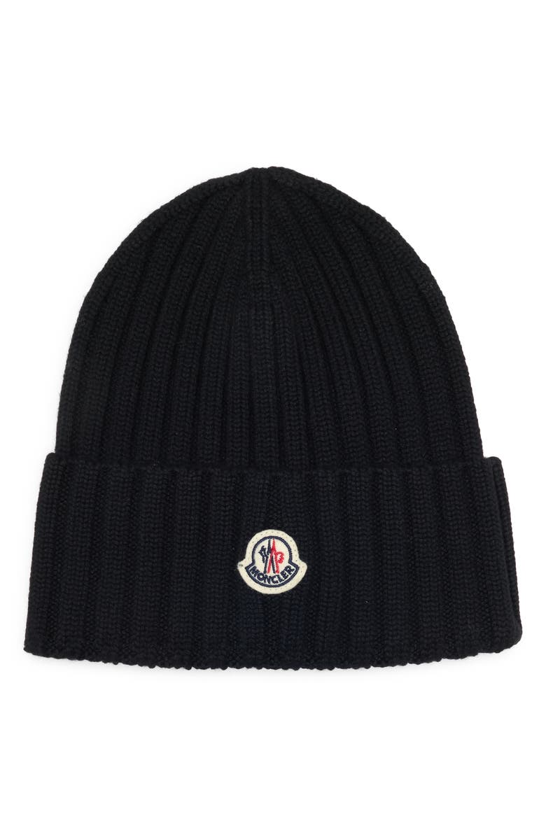 Moncler Rib Virgin Wool Beanie, Main, color, 