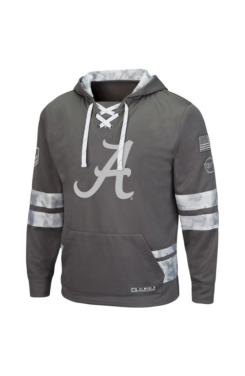 COLOSSEUM Men's Colosseum Gray Alabama Crimson Tide OHT Military Appreciation Lace-Up Pullover Hoodie, Alternate, color,