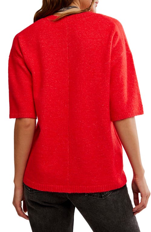 Free People Margot Oversize Short Sleeve Sweater In Red
