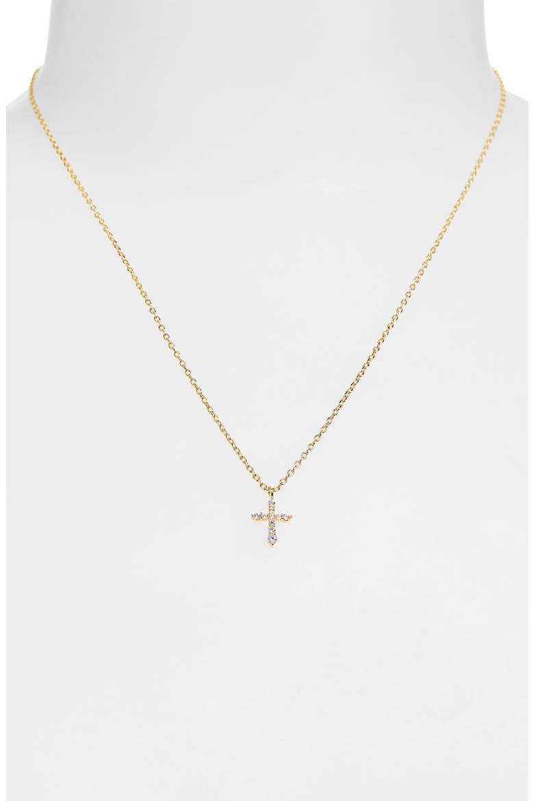 Cubic Zirconia Cross Necklace, Alternate, color, GOLD