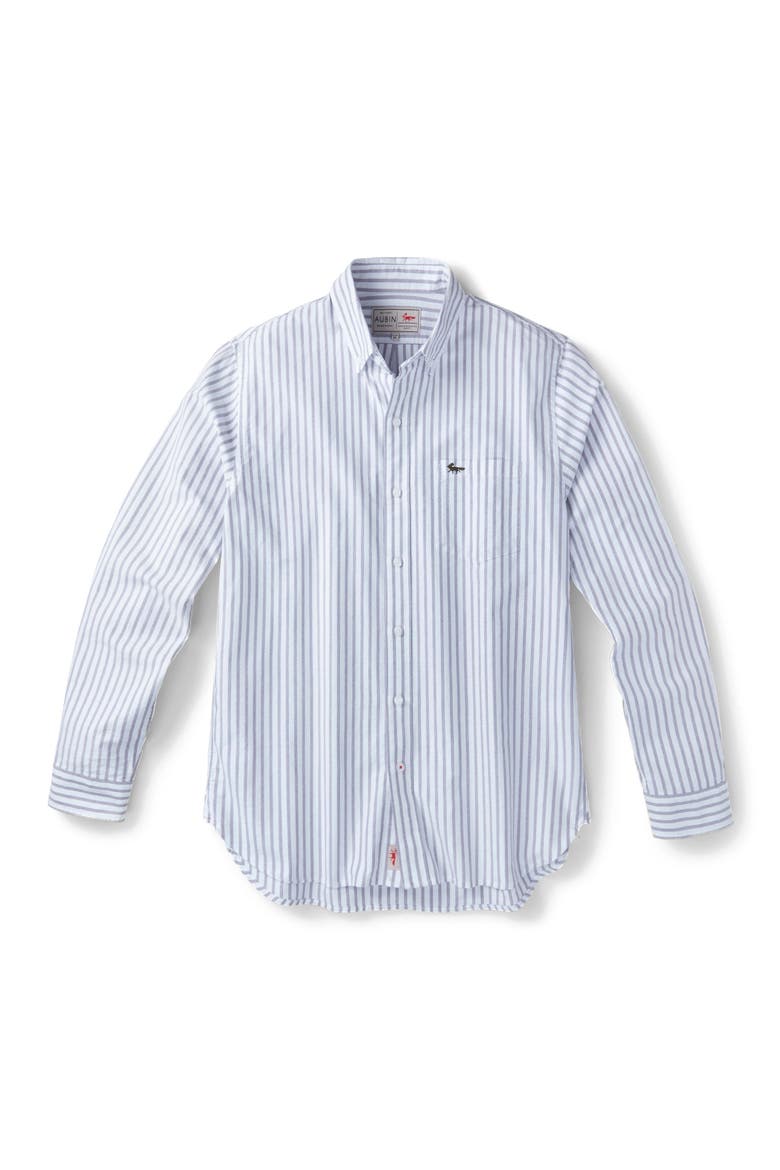 Aldridge Oxford Button Down Shirt, Alternate, color, Purple Stripe