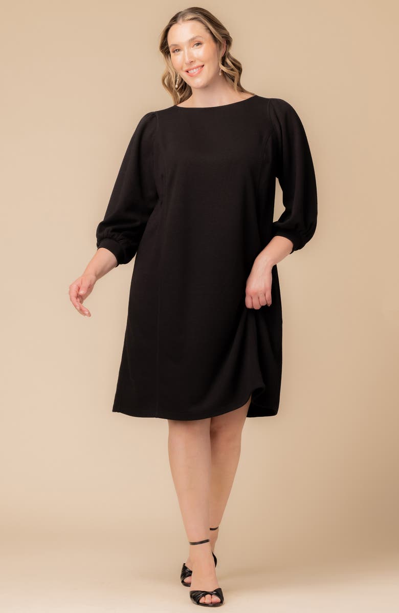 Kiyonna Madison Long Sleeve Sweater Dress, Alternate, color, Black Noir