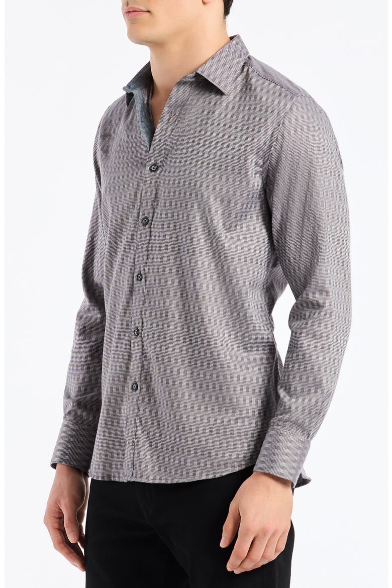 Akron Stretch Cotton Button-Up Shirt, Alternate, color, BROWN