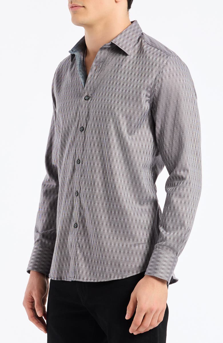 Robert Graham Akron Stretch Cotton Button-Up Shirt, Alternate, color, Brown