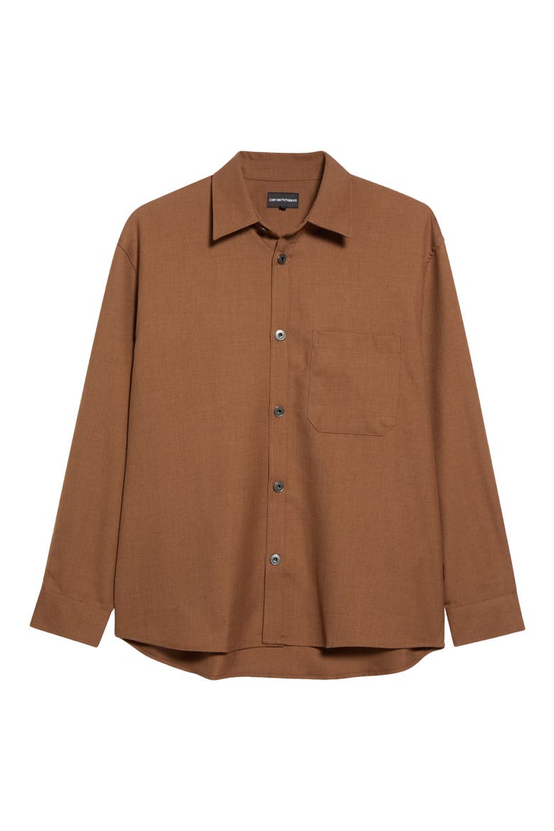 Virgin Wool Button-Up Overshirt, Alternate, color, TAN