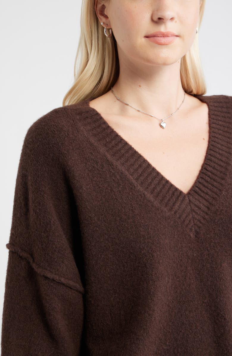 BP. Oversize Cozy V-Neck Sweater, Alternate, color, Brown Coffee