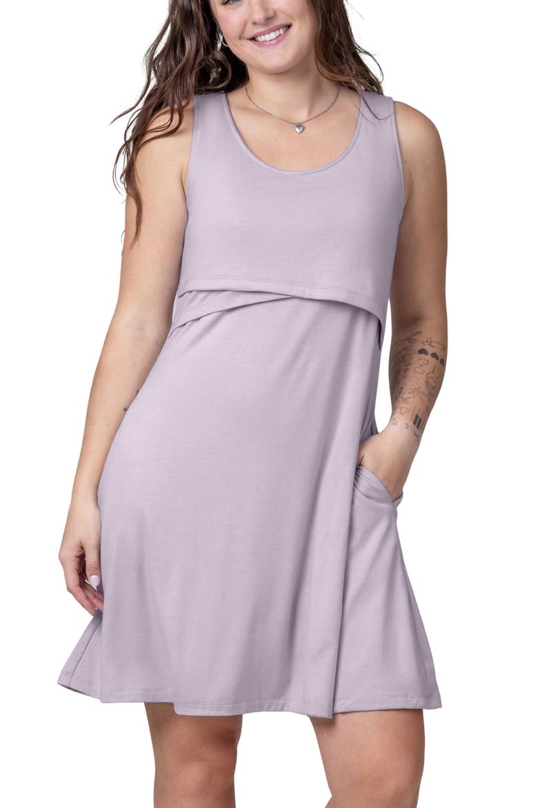 Penelope Crossover Nursing Dress, Main, color, Lavender Mist
