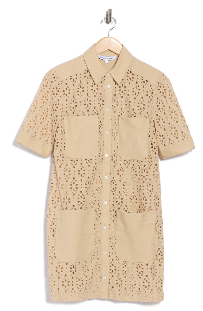 Veronica Beard Rafaela Cotton Shirtdress, Alternate, color, Stone Khaki