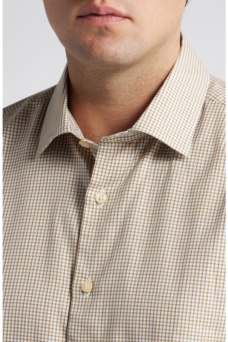 Check Cotton Button-Up Shirt, Alternate, color, KHAKI