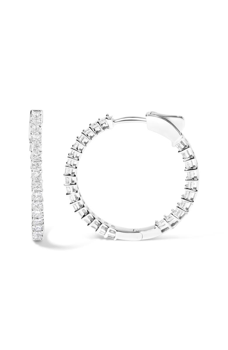 Haus of Brilliance 14K White Gold 3.0 Cttw Princess Cut Diamond Inside Out Hoop Earrings - 28 MM, Alternate, color, White