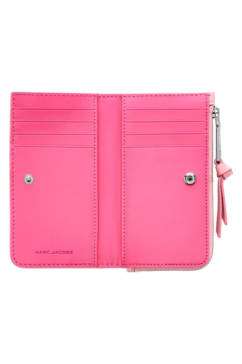 The Medium Flat Leather Wallet, Alternate, color, RIBBON PINK