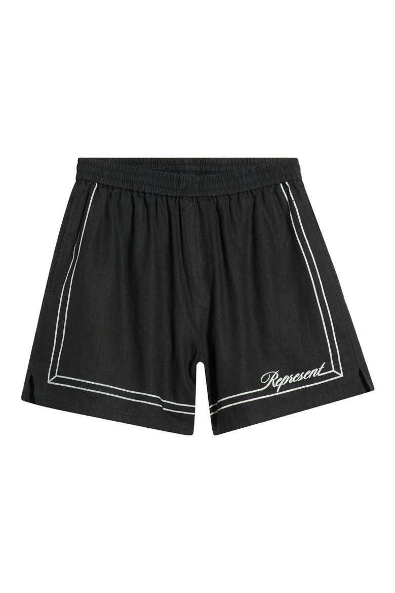 Border Stripe Cotton Shorts, Alternate, color, JET BLACK