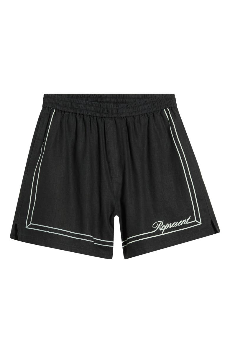 Represent Border Stripe Cotton Shorts, Main, color, Jet Black