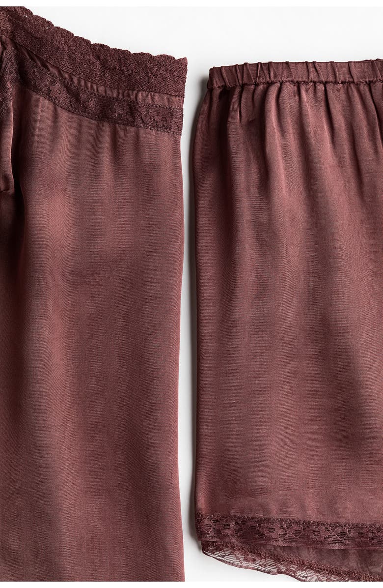 H&M Viscose Satin Pyjamas, Alternate, color, Dark Brown