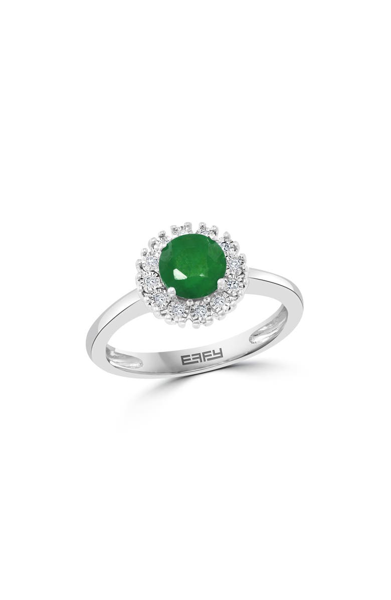 EFFY Sterling Silver Emerald & Diamond Ring, Main, color, Green