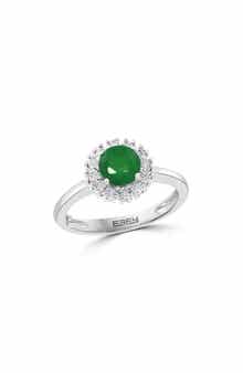 EFFY Sterling Silver Emerald & Diamond Ring
