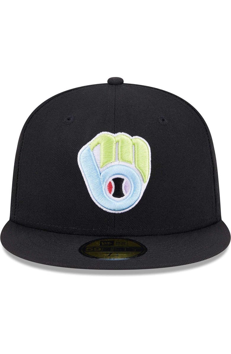 New Era Men's New Era Black Milwaukee Brewers Multi-Color Pack 59FIFTY Fitted Hat, Alternate, color, 