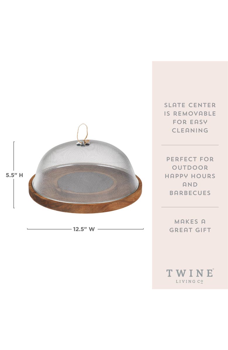 TWINE Modern Manor Cheese Board with Dome, Alternate, color, Brown
