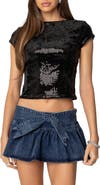 EDIKTED Open Back Sequin Crop Top
