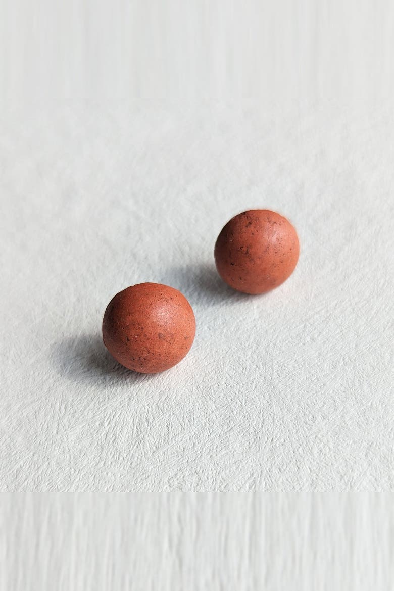 Dome Earrings, Main, color, Coral Terrazzo