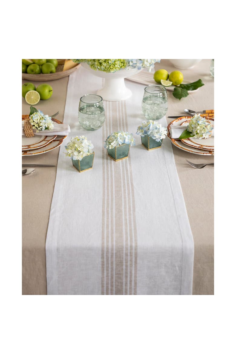 Linen Table Runner - Farmhouse, Alternate, color, Natural and White