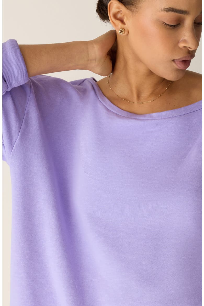 Bateau Neck Organic Cotton Sweatshirt, Alternate, color, LAVENDAR