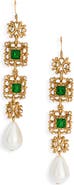 Kenneth Jay Lane Crystal & Faux Pearl Drop Earrings