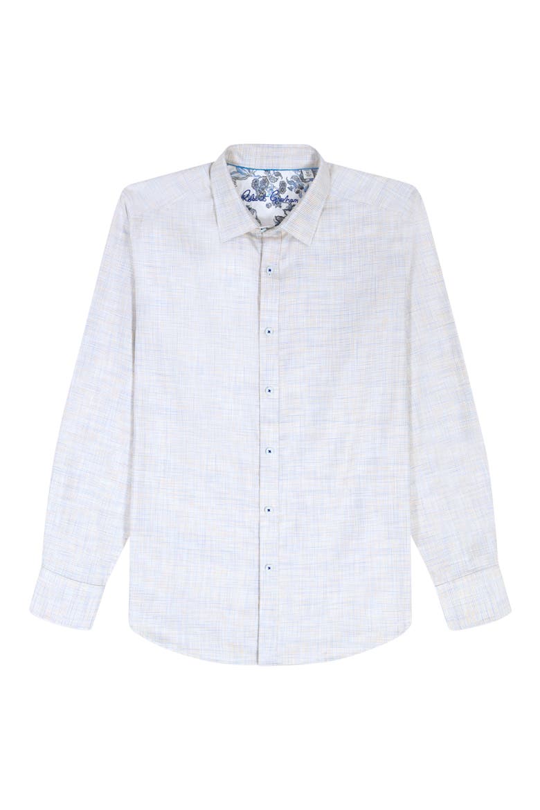 Edison Print Woven Button-Up Shirt, Alternate, color, SAND