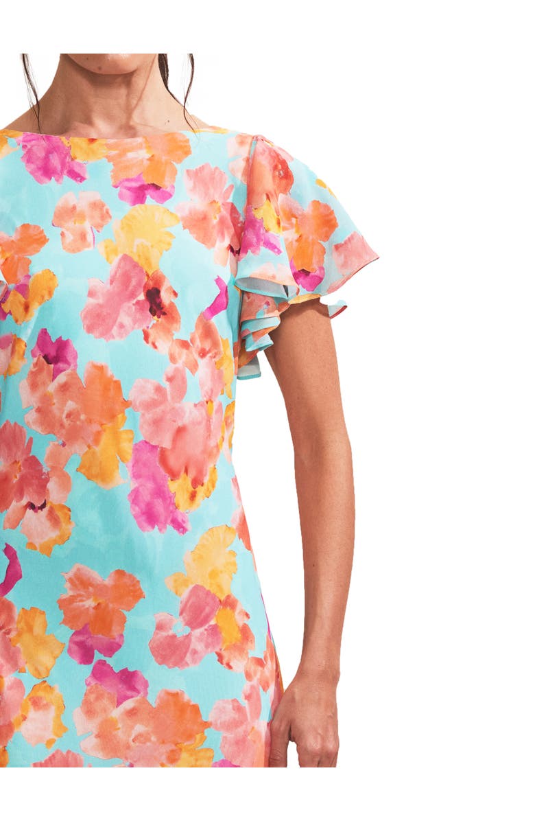 Ro&Zo Hazel Floral Frill Sleeve Dress, Alternate, color, Blue