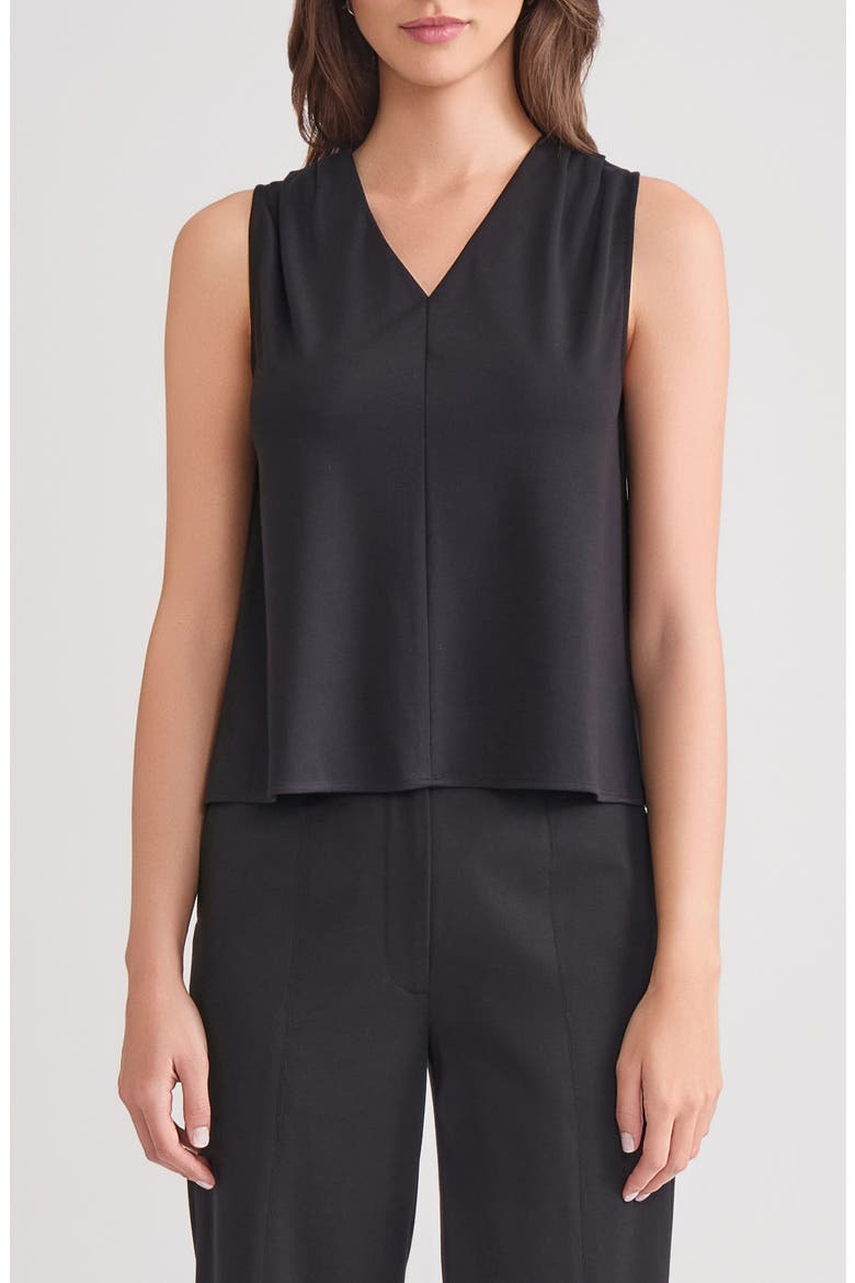Pima Cotton V-Neck Tank, Main, color, BLACK