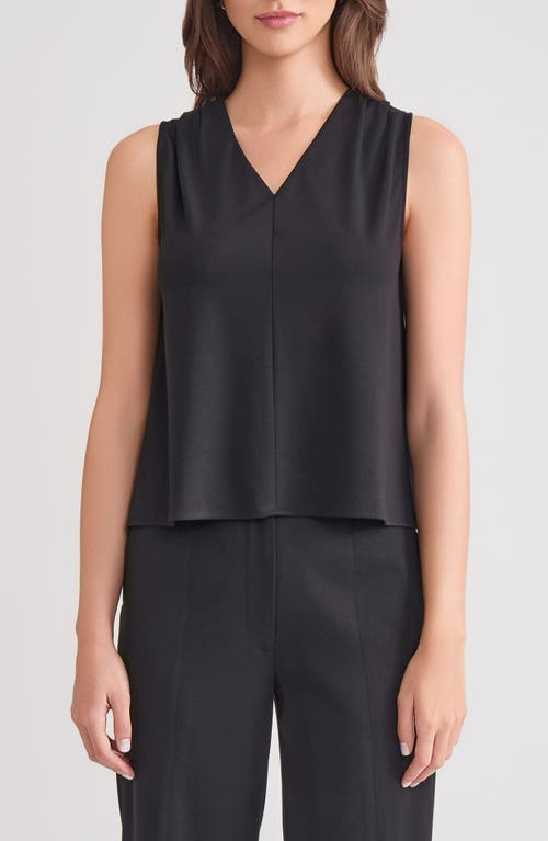 Misook Pima Cotton V-neck Tank In Black