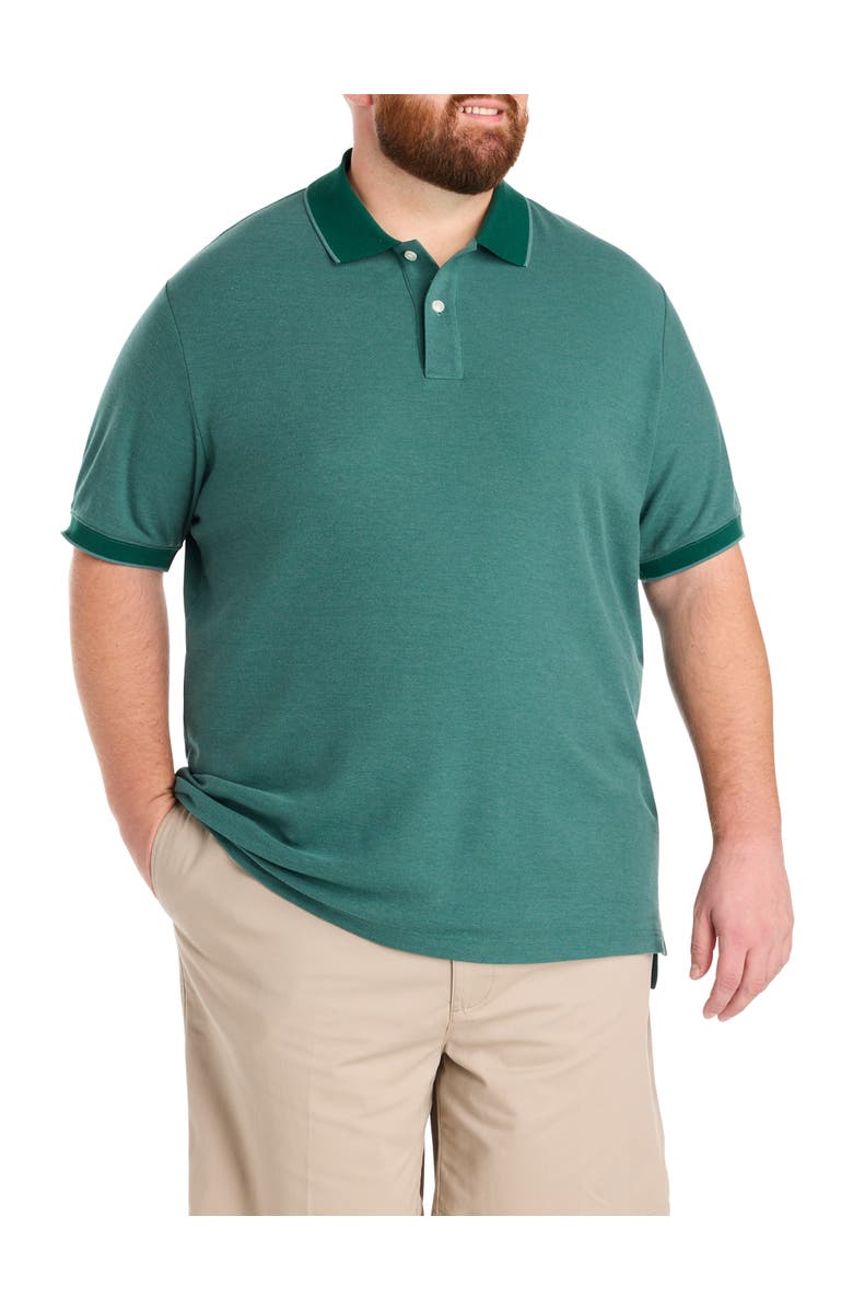 Harbor Bay by DXL Big & Tall Oxford Tipped Polo Shirt V2, Main, color, Rainforest