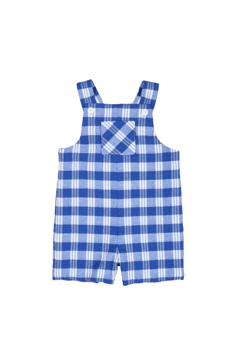 Plaid Seersucker Shortall With Front Pocket, Main, color, Blue / White