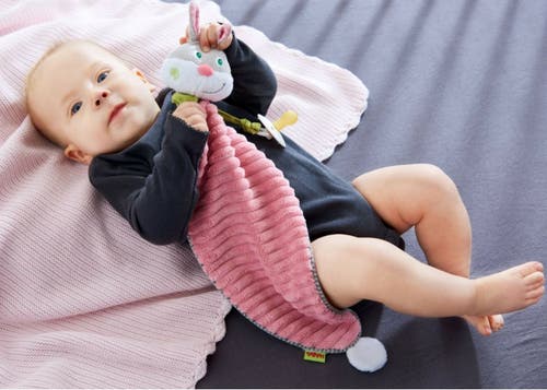 Haba Cuddly Bunny Hops Snuggly Lovey Baby Blankie In Multi