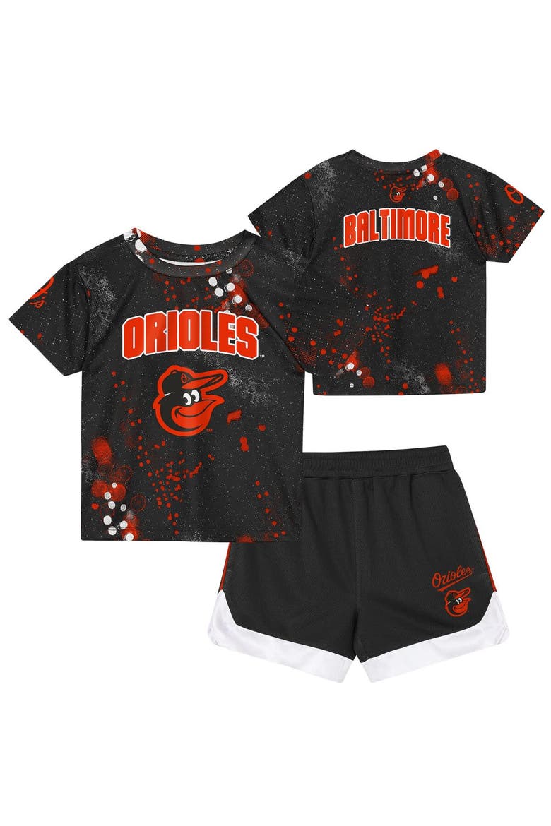 Preschool Outerstuff  Black Baltimore Orioles Pinch Hitter Infielder T-Shirt & Shorts Set, Main, color, Black