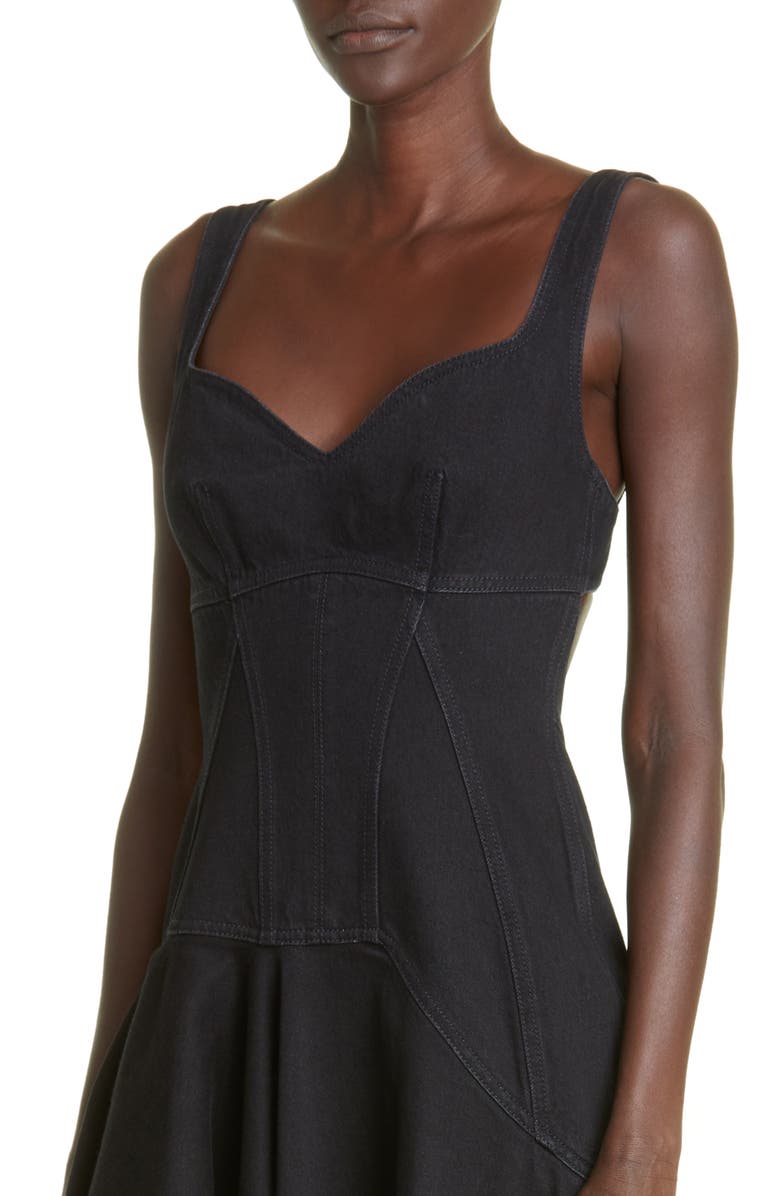 McQueen Asymmetric Denim Dress, Alternate, color, 