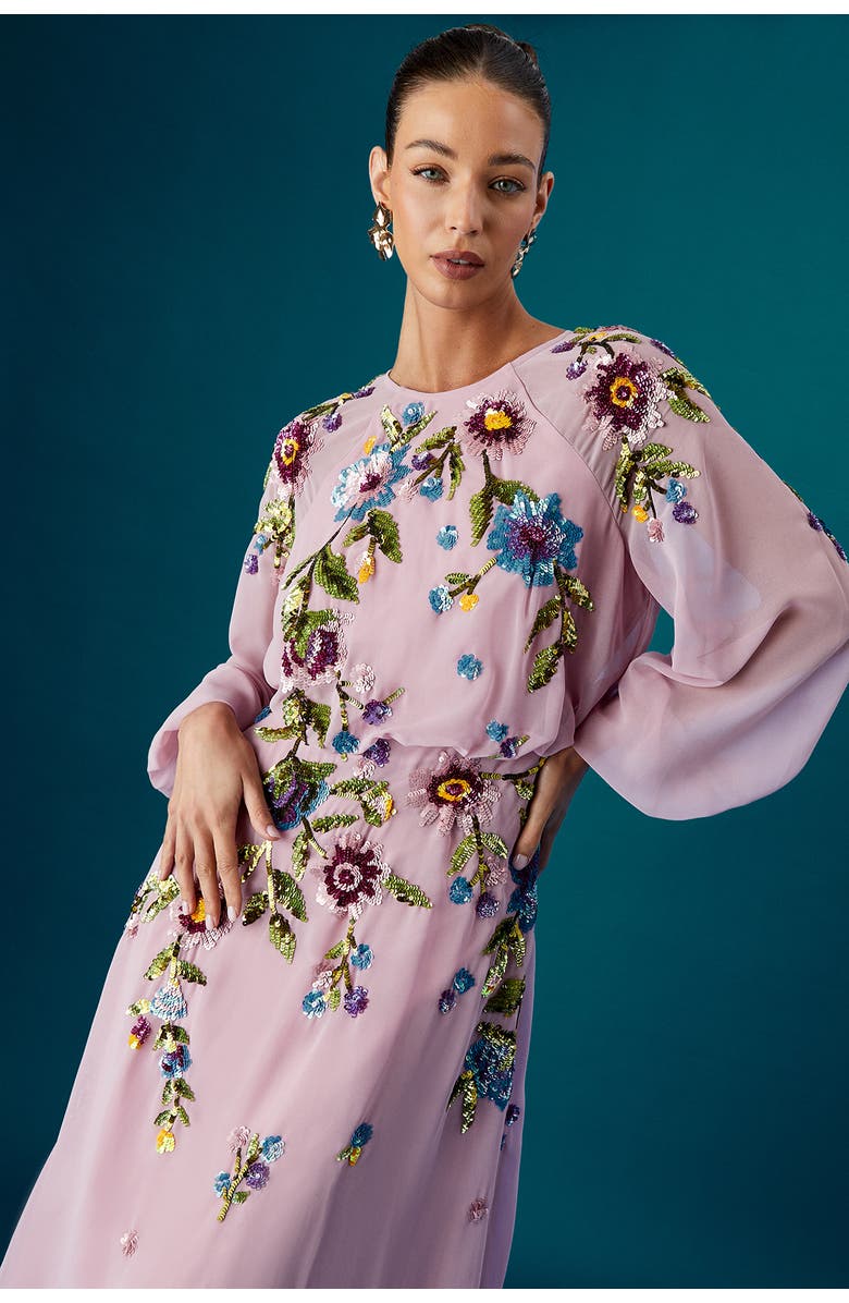 Coast Embellished Sequin Midi Dress, Alternate, color, Rose