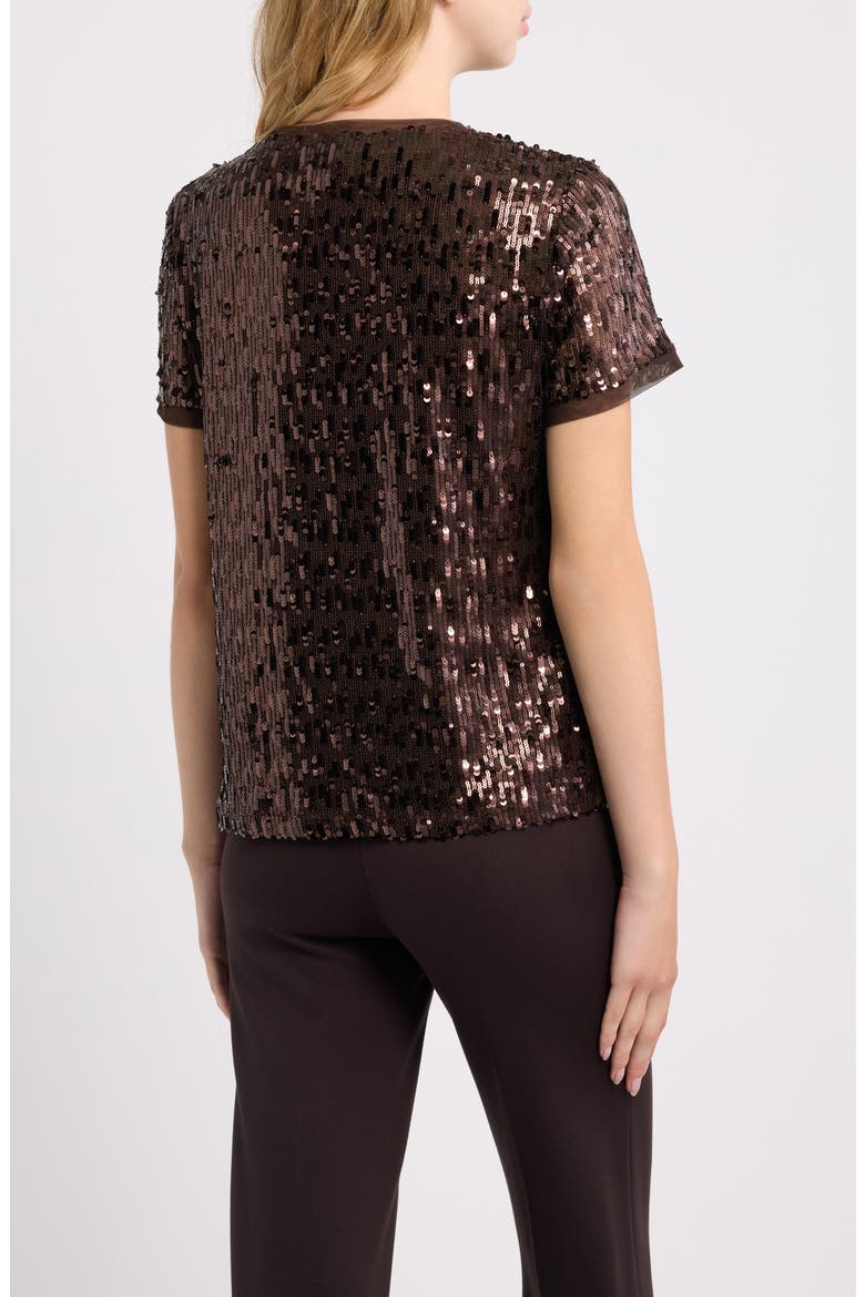 Sequin Short Sleeve Top, Alternate, color, DEEP MAHOGANY