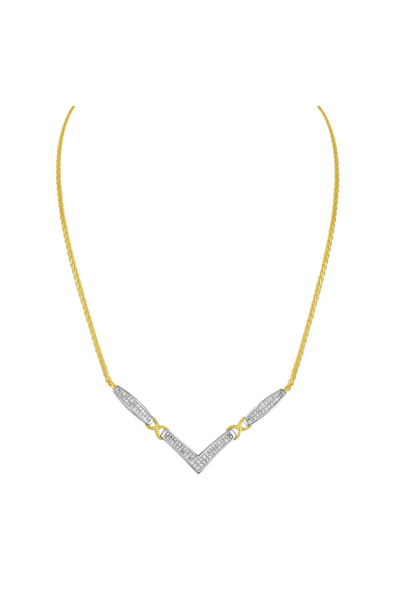 Haus of Brilliance 14K Gold 2.0 Ctw Diamond Flared and X-Station V Shaped Franco Chain Necklace, Alternate, color, Yellow