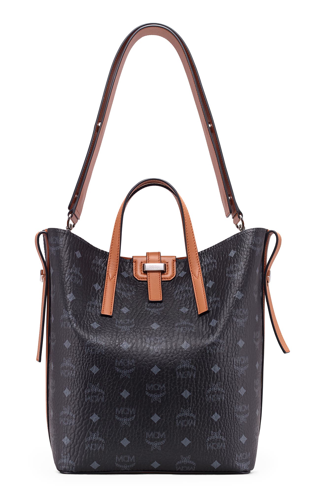 MCM Small Gunta Visetos Coated Canvas Shopper, Main, color, 