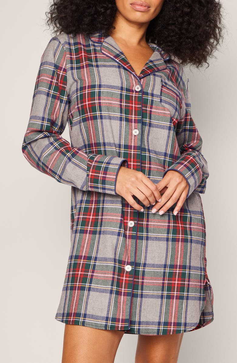 Petite Plume Westminster Tartan Cotton Nightgown, Main, color, 