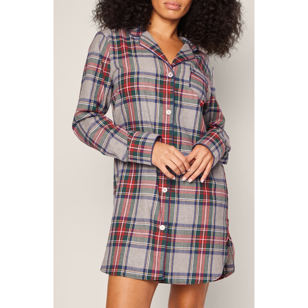 Petite Plume Westminster Tartan Cotton Nightgown in Grey
