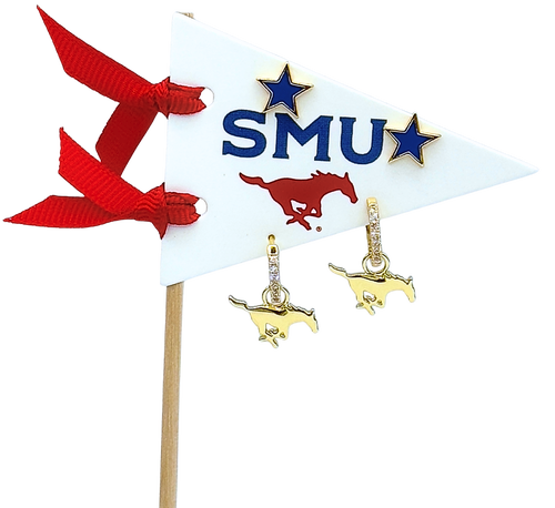 Color Shout Texas A&m University  Pennant Pair Earring Set In Gold