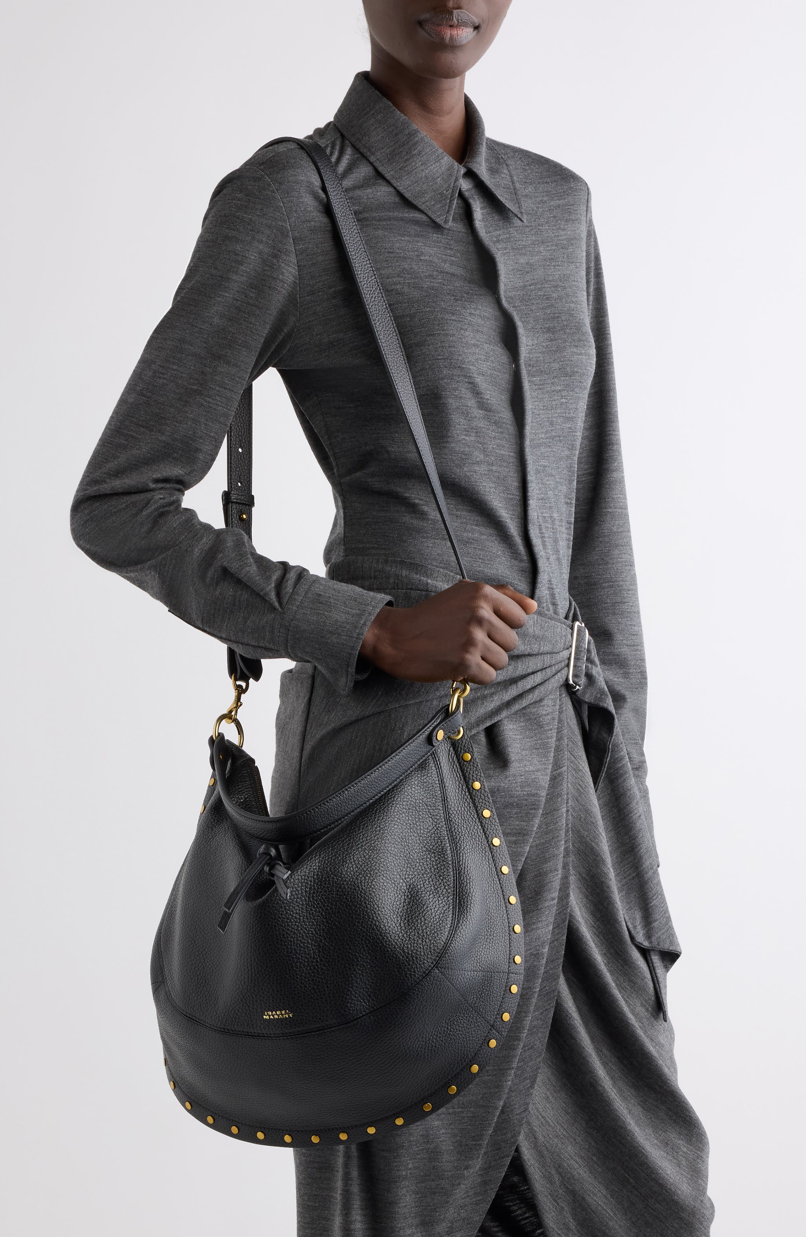 Oskan Soft Leather Hobo, Alternate, color, BLACK 01BK
