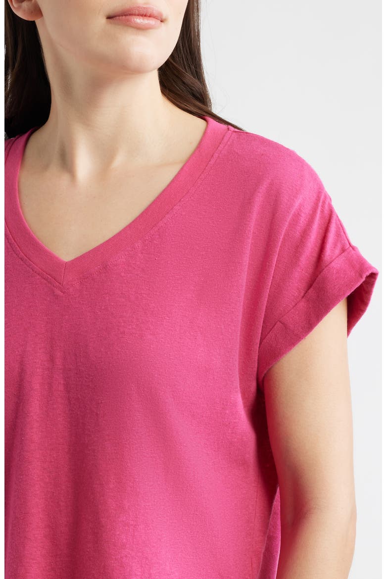 V-Neck T-Shirt, Alternate, color, BRIGHT ROSE