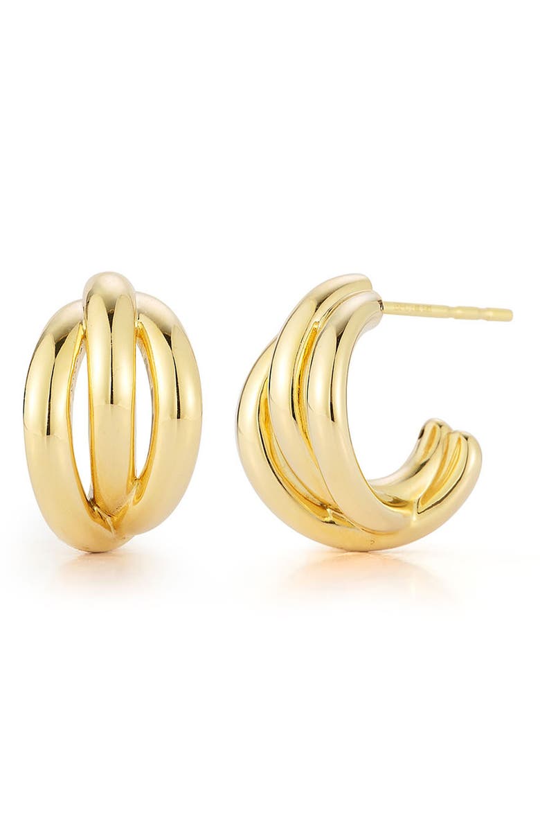 EF Collection Knot Huggie Hoop Earrings, Main, color, 14K Yellow Gold